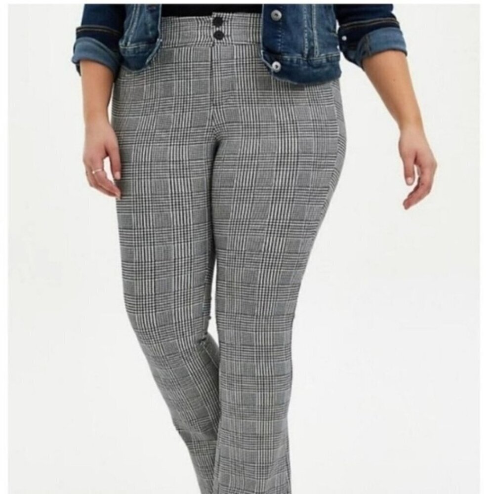 NWT Torrid Womens Pant Trouser Boot Ponte Black White Houndstooth Plaid Size 20R